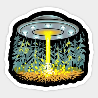 Flying saucer landing Sticker